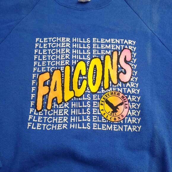 Vintage Fruit of the Loom Sweatshirt Adult Medium Blue Fletcher Hills Elementary - Picture 3 of 8